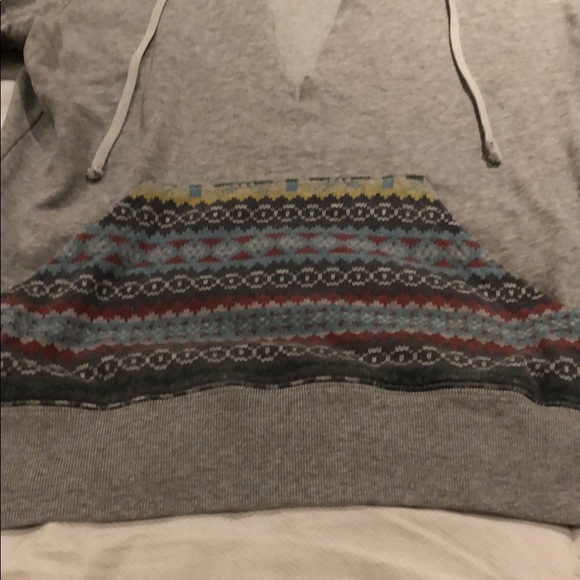 Grey pullover boho hoodie Pom Pom size small - Picture 7 of 8